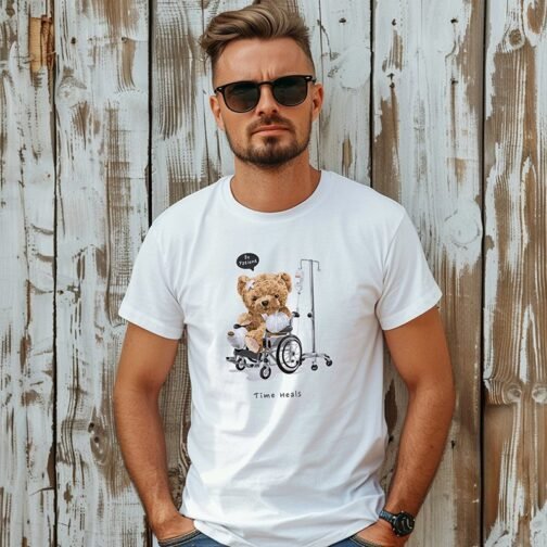 Tricou Barbati Cu Urs - Be Patient Time Heals - imagine 2