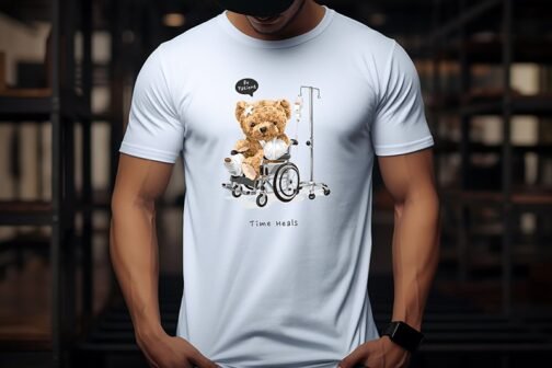 Tricou Barbati Cu Urs - Be Patient Time Heals