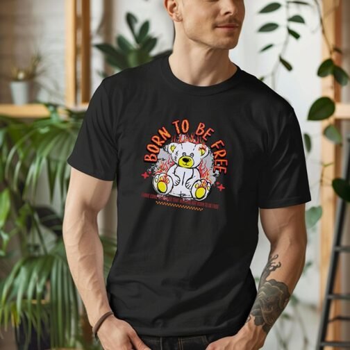 Tricou Barbati Cu Urs - Born To Be Free