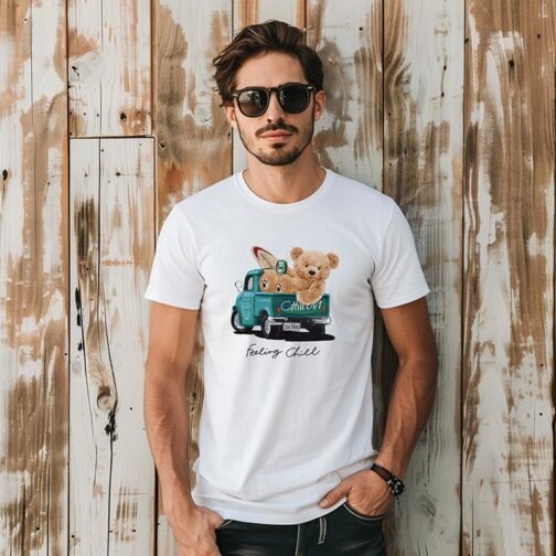 Tricou Barbati Cu Urs - Feeling Chill - imagine 2