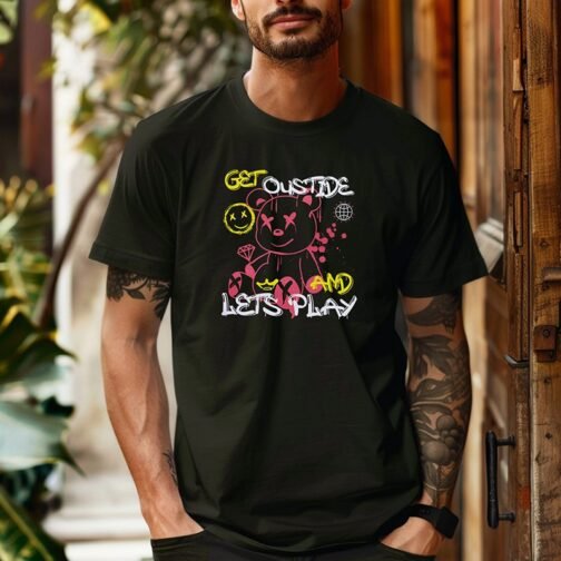 Tricou Barbati Cu Urs - Get Outside Lets Play - imagine 2