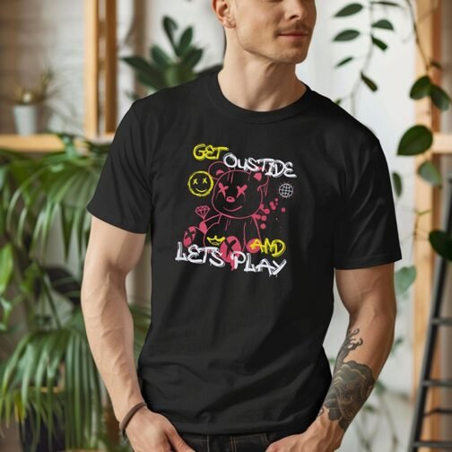 Tricou Barbati Cu Urs - Get Outside Lets Play