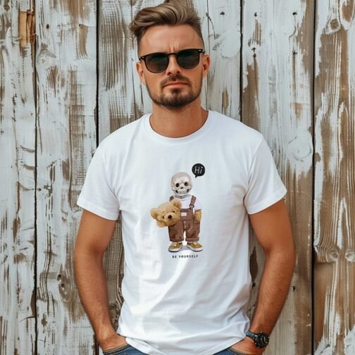 Tricou Barbati Cu Urs - Hi Be Yourself - imagine 3