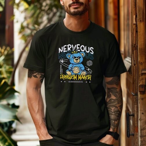 Tricou Barbati Cu Urs - Nerveous Problem Maker - imagine 2