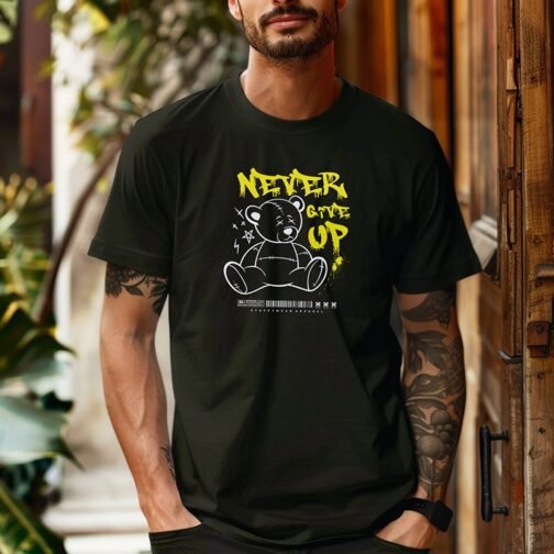 Tricou Barbati Cu Urs - Never Give Up - imagine 2