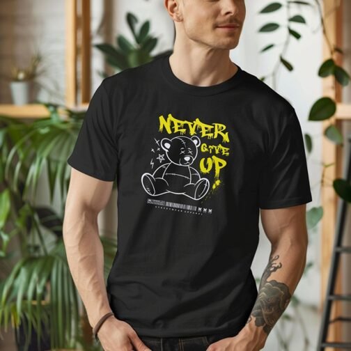 Tricou Barbati Cu Urs - Never Give Up