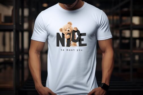 Tricou Barbati Cu Urs - Nice To Meet You