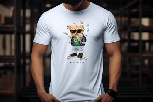 Tricou Barbati Cu Urs - Rich Boy