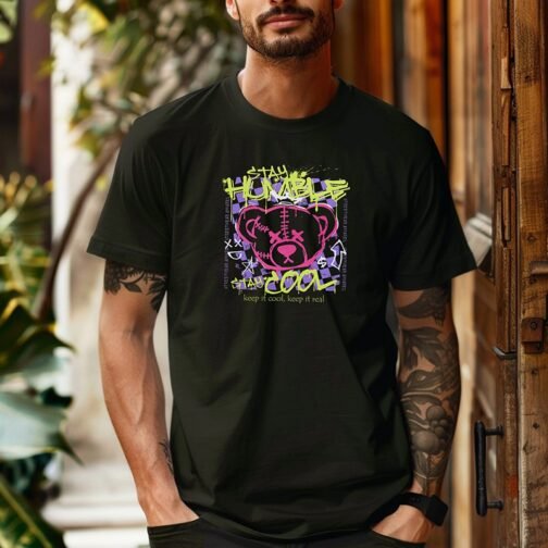Tricou Barbati Cu Urs - Stay Humble Stay Cool - imagine 2