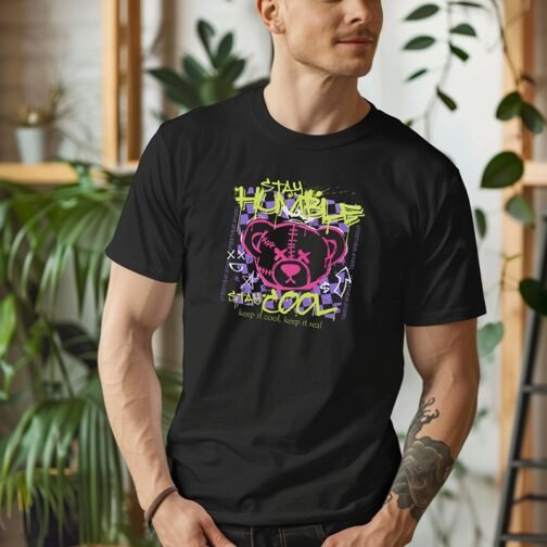 Tricou Barbati Cu Urs - Stay Humble Stay Cool