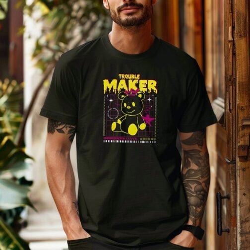 Tricou Barbati Cu Urs - Truble Maker - imagine 2