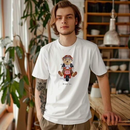 Tricou Barbati cu Urs - Ride On