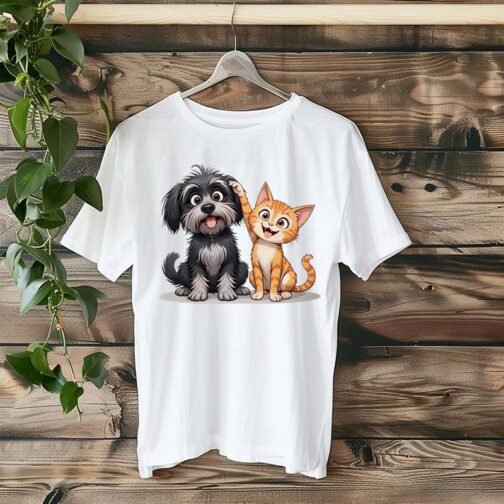 Tricou Femei - Colorful Dog and Cat - imagine 4