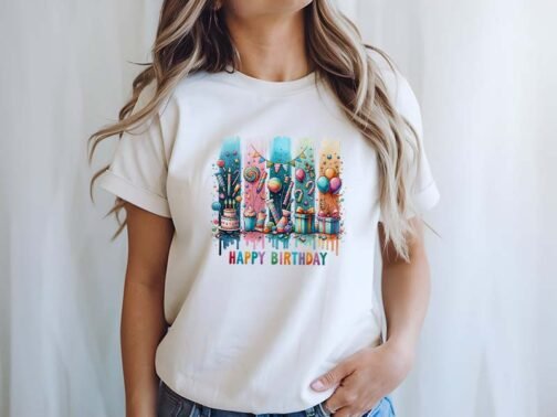Tricou Femei - Happy Birthday Brushstroke - imagine 3