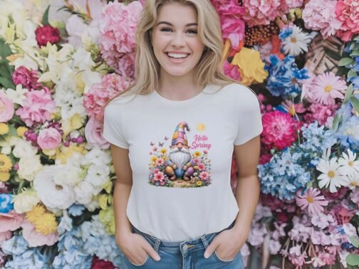 Tricou Femei - Garden Spring Gnome Roz - imagine 2