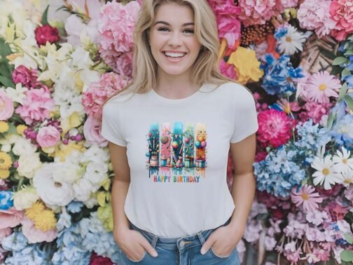 Tricou Femei - Happy Birthday Brushstroke - imagine 2