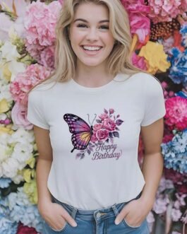 Tricou Femei – Birthday With Butterfly