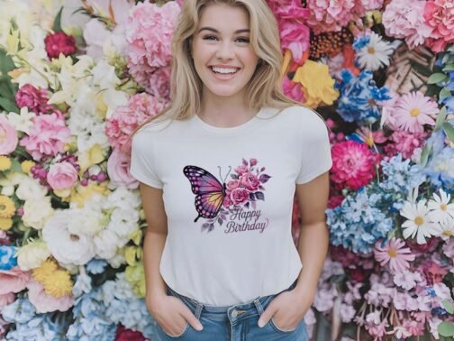 Tricou Femei - Birthday With Butterfly - imagine 2