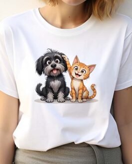 Tricou Femei – Colorful Dog and Cat