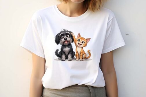 Tricou Femei - Colorful Dog and Cat