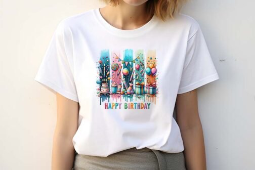 Tricou Femei - Happy Birthday Brushstroke