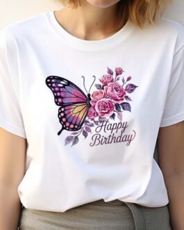 Tricou Femei – Birthday With Butterfly