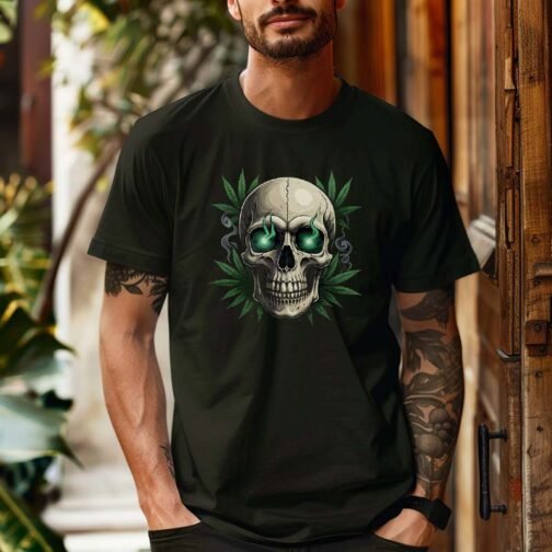 Tricou Barbati Skull Weed - imagine 2