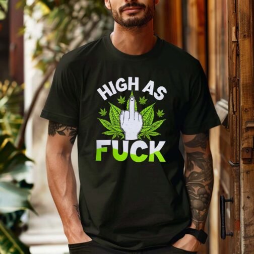 Tricou Barbati High As Fuck - imagine 2